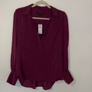 Satin Burgundy Top Banana Republic